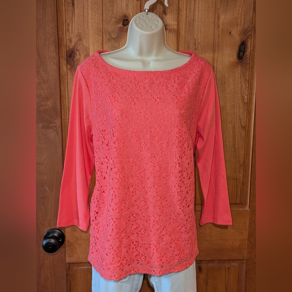 Rafaella Coral Lace‎ Front Blouse